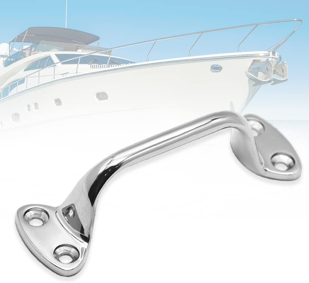 6 Inch Marine Grade Handle Grab Handrail Grip, Mirror Polished Heavy Duty 316 Stainless Steel Hardware with 4 Holes for Boat, Yacht, RV