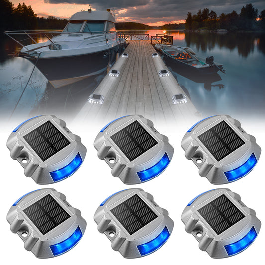 Solar Dock Lights - Marine Boat Deck Illumination Warning Indicator Lights, Outdoor Road Step Marker Accessories, 6 PCS