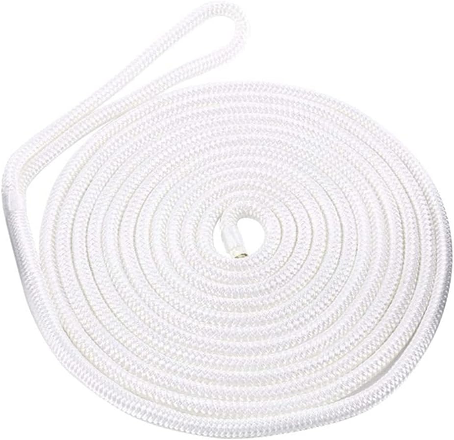 Boat Dock Lines Marine Grade Mooring Rope, Double Braided Nylon , D:1/2", Eyelet:12"