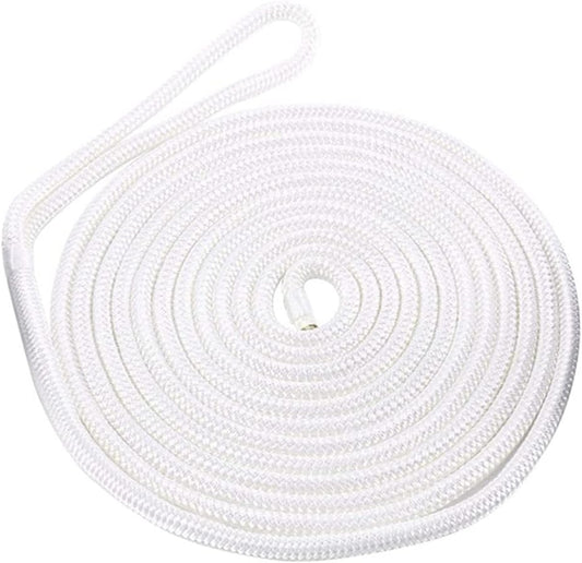 Boat Dock Lines Marine Grade Mooring Rope, Double Braided Nylon , D:1/2", Eyelet:12"