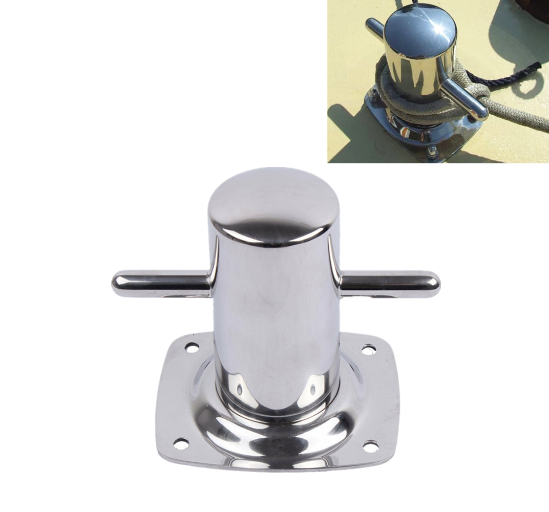 Boat Cross Bollard Cleat with 4-4/5" Base Plate for Marine Yacht, Deck Dock Rope Fasten Cleat