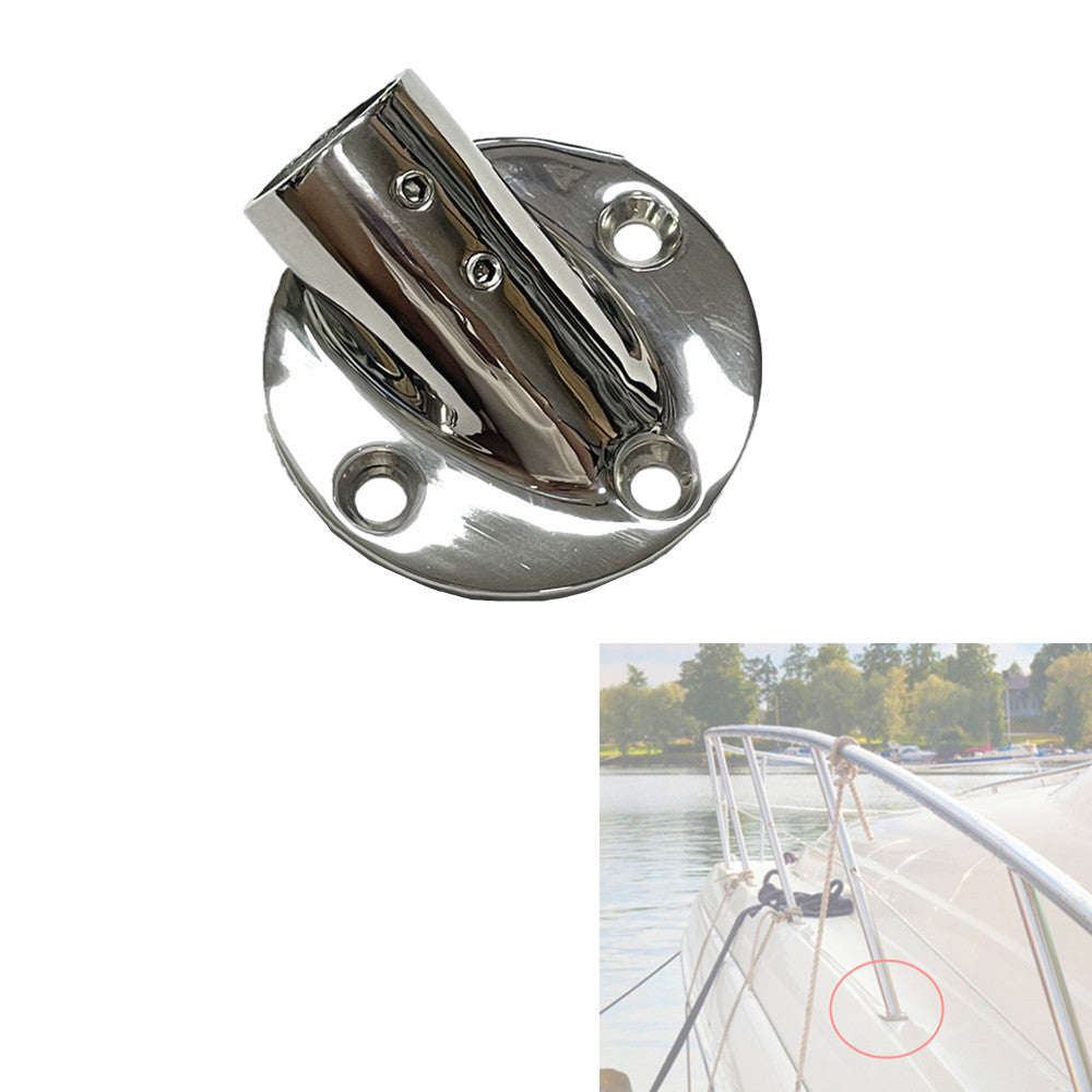 Boat Round Hand Rail Base Heavy Dudy Marine Hand Rail Fittings 30 Degree, Stainless Steel,  1 Pcs