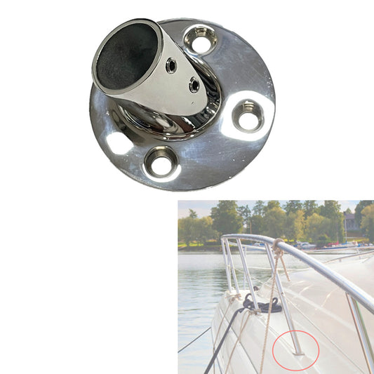 Marine Handrail Base 60 Degree for Tube Hole I.D 1", 316 Stainless Steel Boat Fitting Hardware Accessories