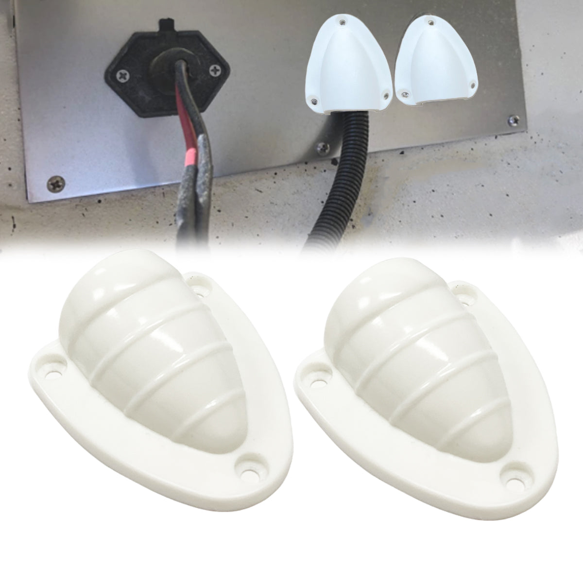 Boat Wire Cable Hole Vent Cover Marine Clam Shell Ventilator Hardware Accessories, 2 PC