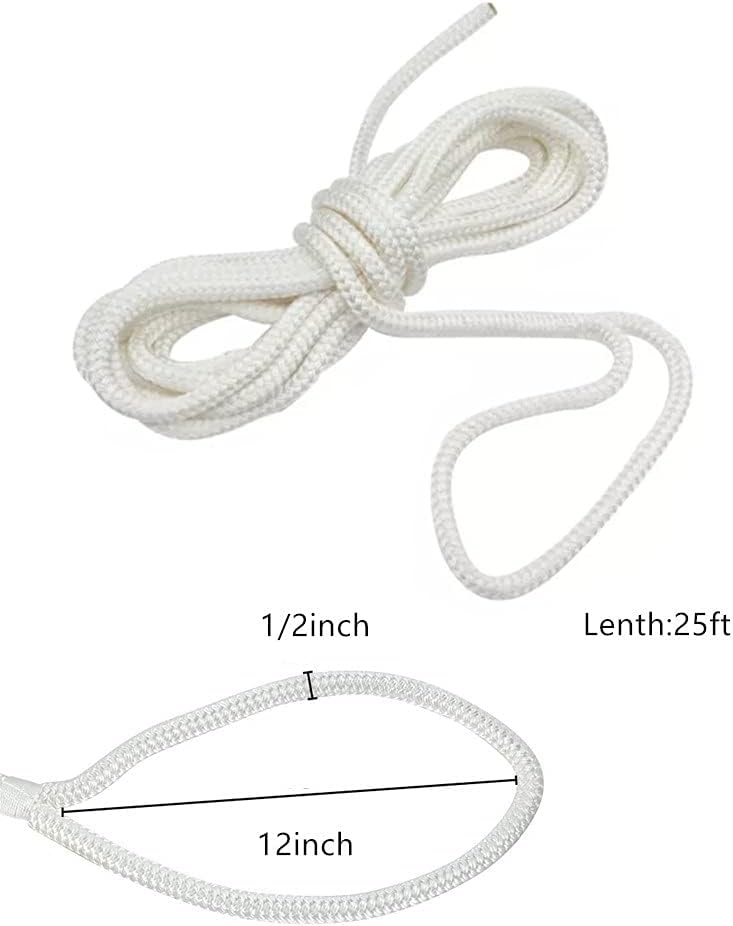 Boat Dock Lines Marine Grade Mooring Rope, Double Braided Nylon , D:1/2", Eyelet:12"