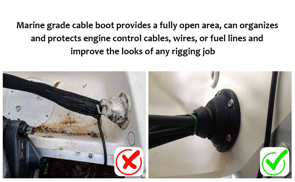 Boat Motor Well Cable Boot - Rigging Steering Protect for Marine Yacht Kayak Electrical Wire Organize, Fuel Lines Diameter 4-7/10"