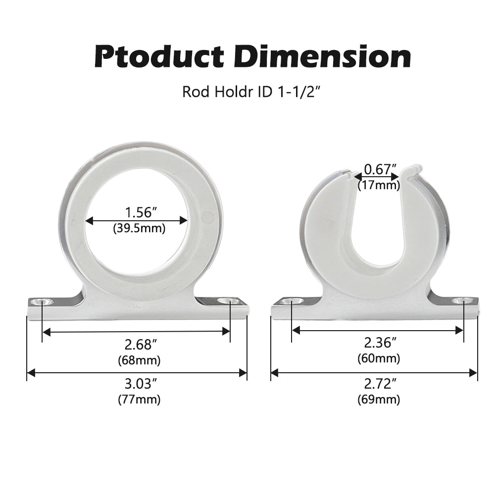 Marine Rod Hanger Rack Holder, Reel Storage Lock Ring Set for Fishing Boat Car RV Van, Marine Grade Smooth Polished 316 Stainless Steel