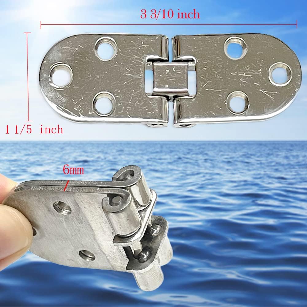 Boat Folding Flip Door Hinges for Marine Locker Hatch, 316 Stainless Steel, 3-3/10" L x 1-1/5" W, 2Pcs