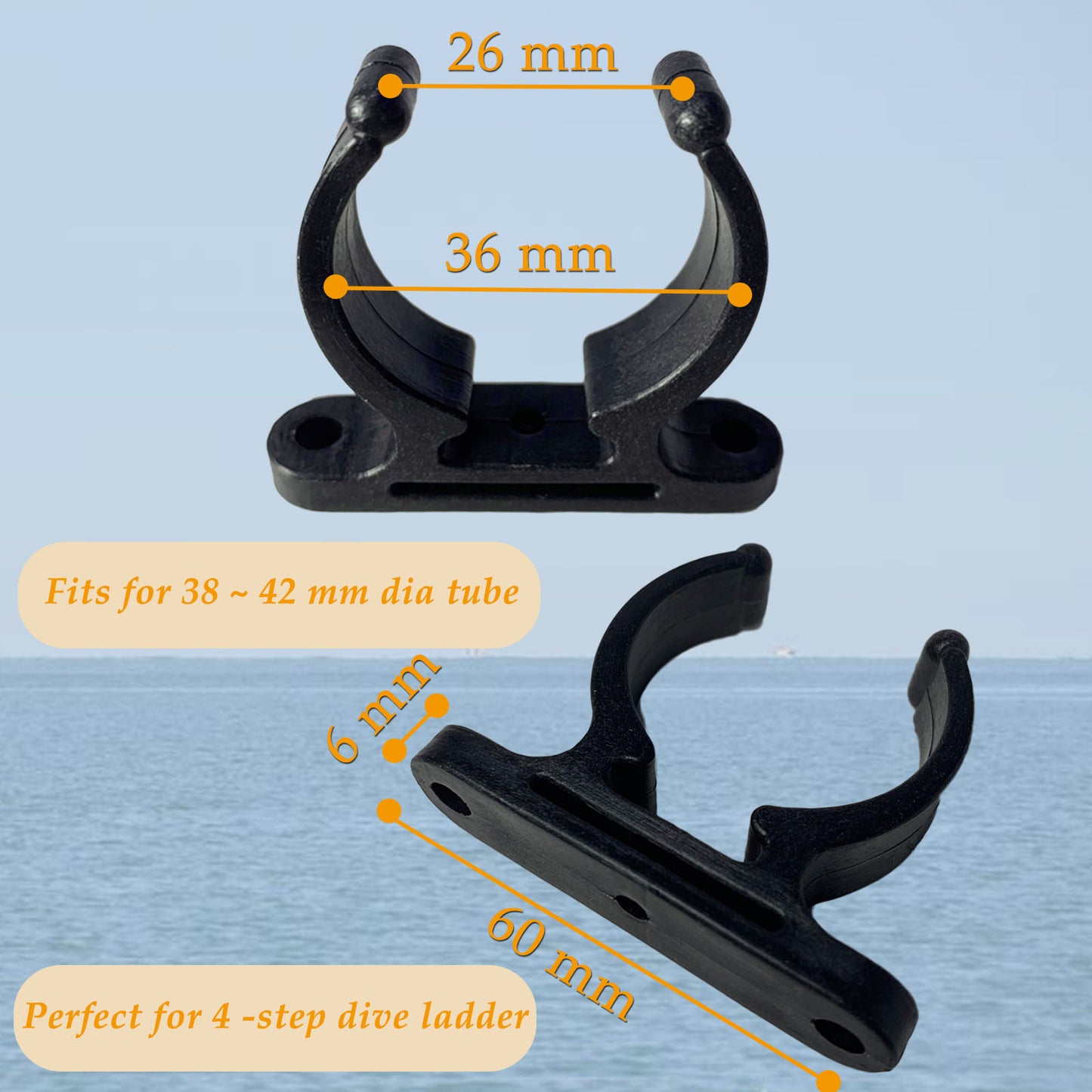 Boat Dive Ladder Storage Clip Brackets, Marine Nylon Hook Snap Clip Clamp Holder for 4-Step Ladder or Tube I.d.38-42mm