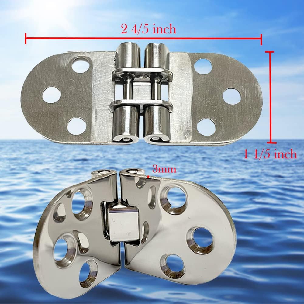 Boat Folding Flip Door Hinges for Marine Locker Hatch, 316 Stainless Steel, 2-4/5"L x 1-1/5"W, 2PCS