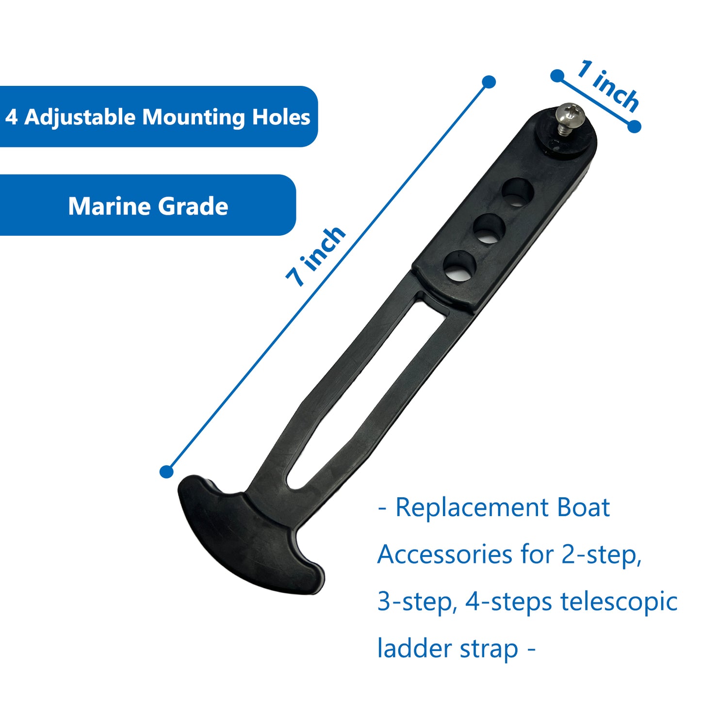 Boat Boarding Telescoping Ladder Strap with 4 Holes, Secure Retaining Latch Band for 2-Steps to 4-Steps Ladders