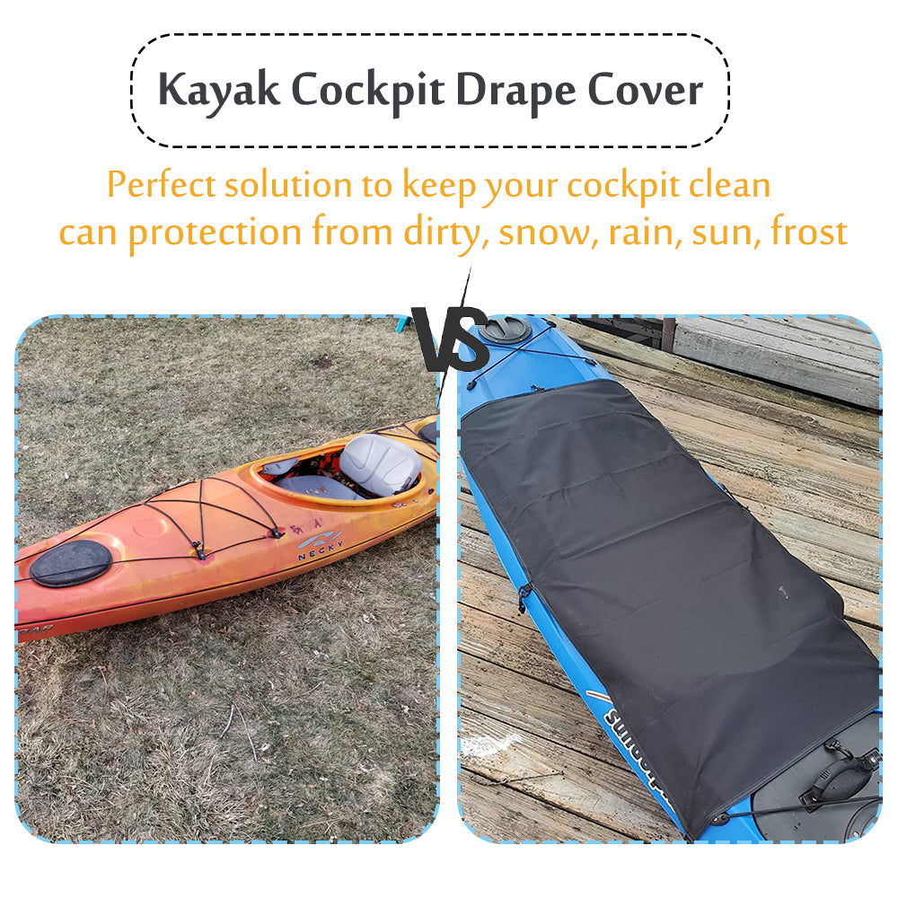 Kayak Cockpit Drape Cover with Hook Holes, 600D Heavy Duty Waterproof Spray Skirts Protector Case Water Sport Accessories