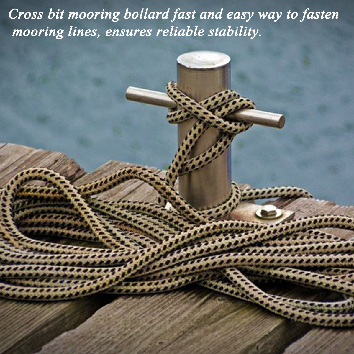 Boat Cross Bollard Cleat with 4-4/5" Base Plate for Marine Yacht, Deck Dock Rope Fasten Cleat