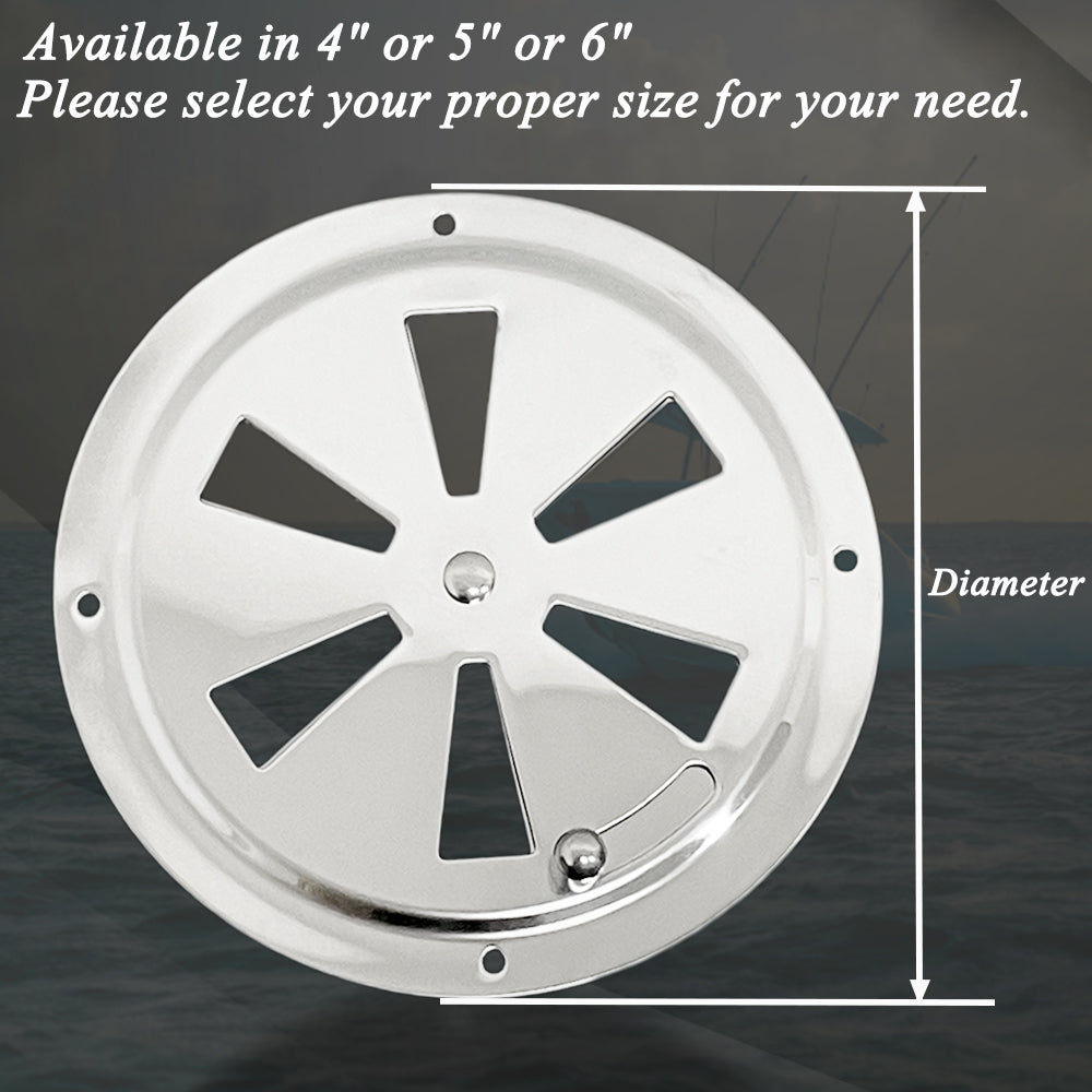 Marine Stainless Steel Butterfly Vent with Side Knob Boat Shutter Vent for Companionway Door, Cockpit and Cabin Ventilation