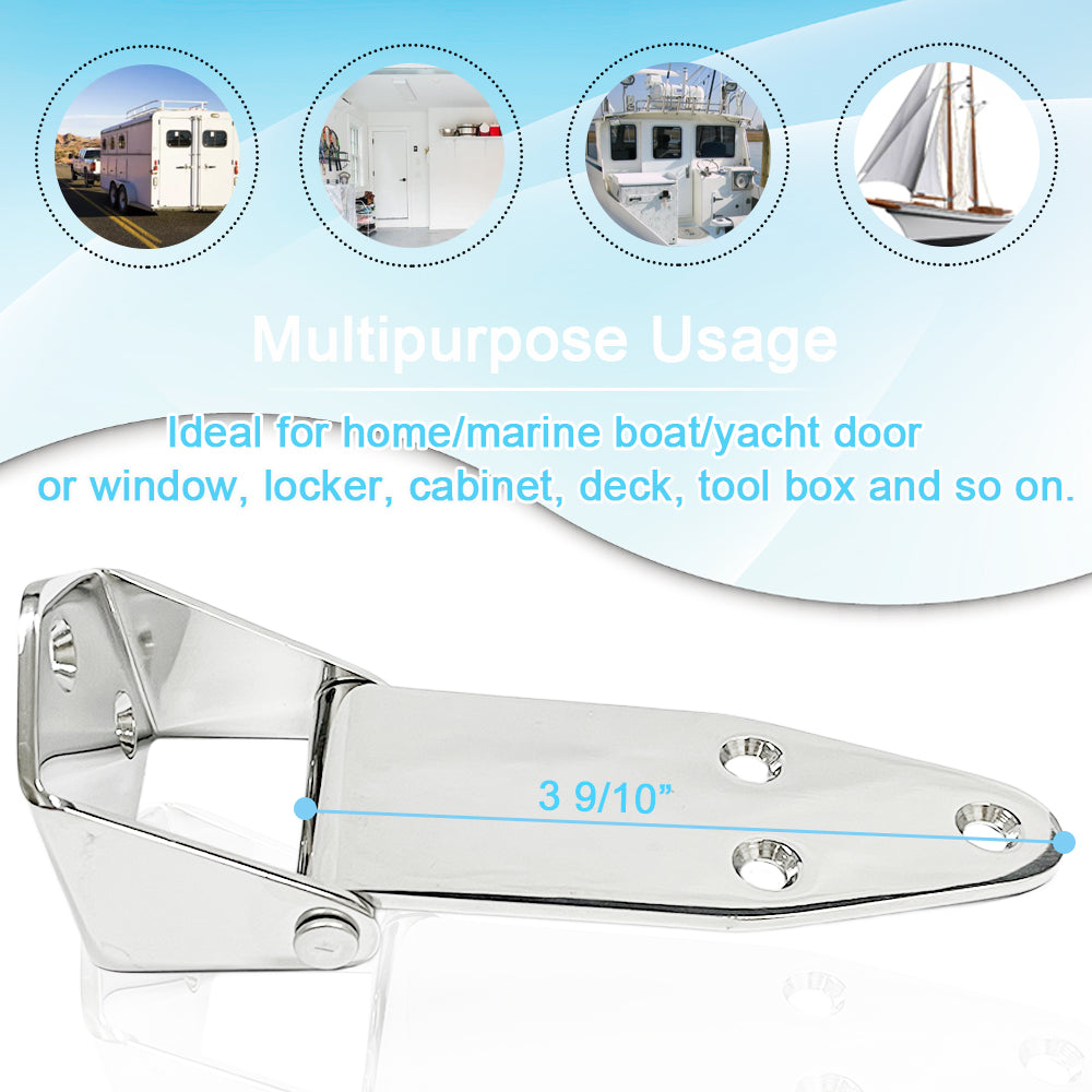 Boat Cabinet Strap Door Hinge for Locker Hatch Deck Hardware Accessories, 304 Stainless Steel, 3 9/10" x 1 7/10"