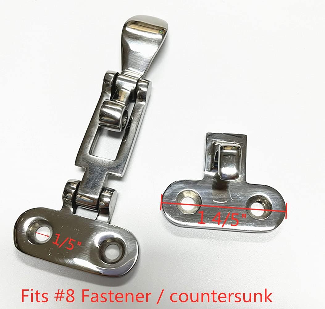 Boat Buckle Door Hatch Lockable Marine Stainless Steel Anti-Rattle Hold Down Clamp Catch, 2PCS