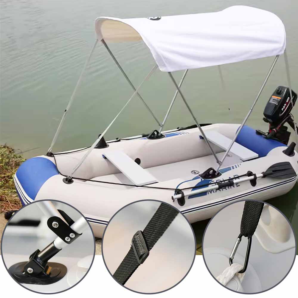 Sunshade Canopy Bimini Top for Canoes, Boat Kayak 2 Bow Bimini Replacement Top with Frame Hardware for Fishing Awning, 55"L x 39"W x 45"H