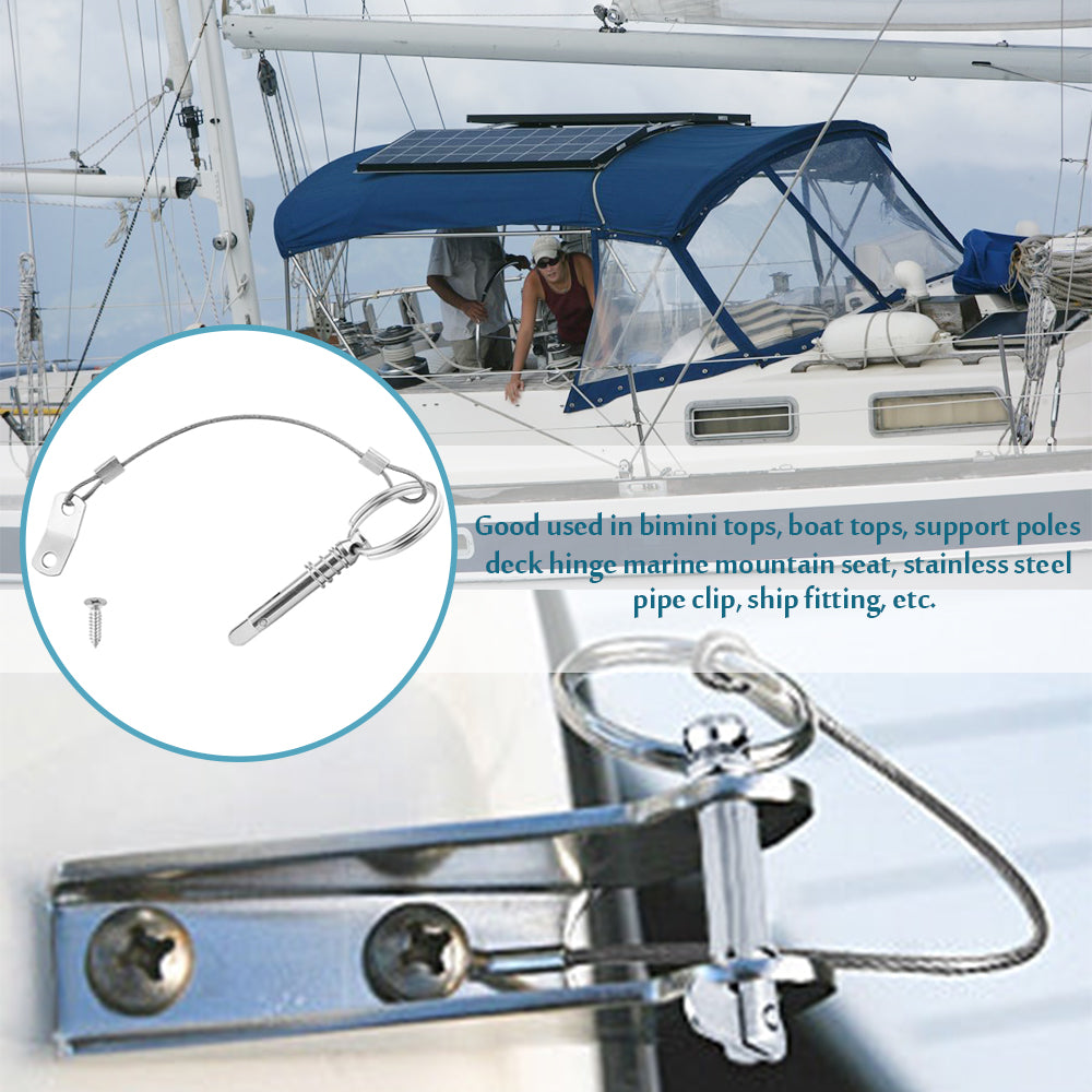 Boat Bimini Top Quick Release Pin, 316 Stainless Steel, 1/4" Diameter w/Drop Cam & Spring, Marine Canopy Hardware Accessories