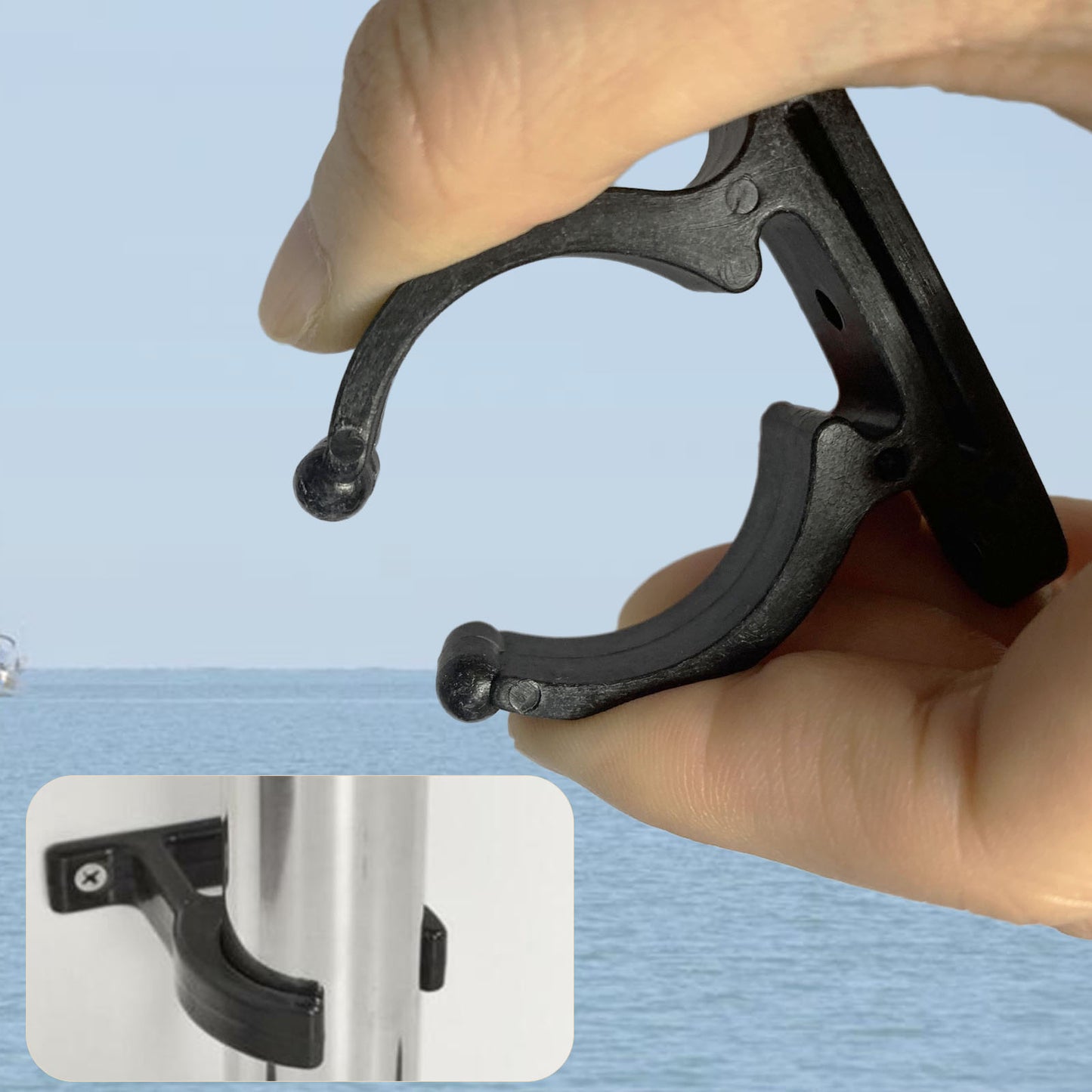 Boat Dive Ladder Storage Clip Brackets, Marine Nylon Hook Snap Clip Clamp Holder for 4-Step Ladder or Tube I.d.38-42mm