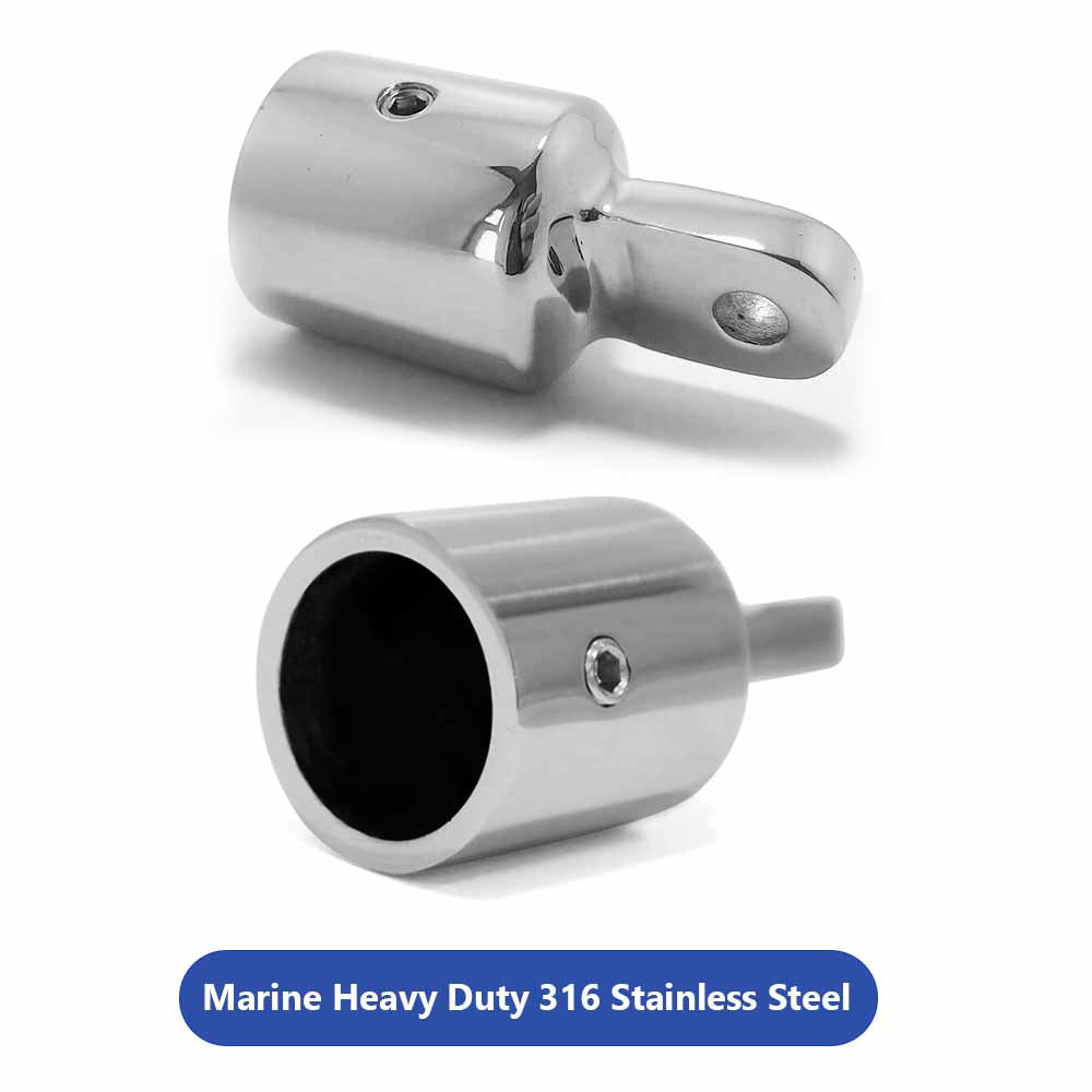 Boat Bimini Cover Top Caps Tube Canopy Eye End Fitting Hardware Marine Heavy Duty 316 Stainless Steel, 2 PCS