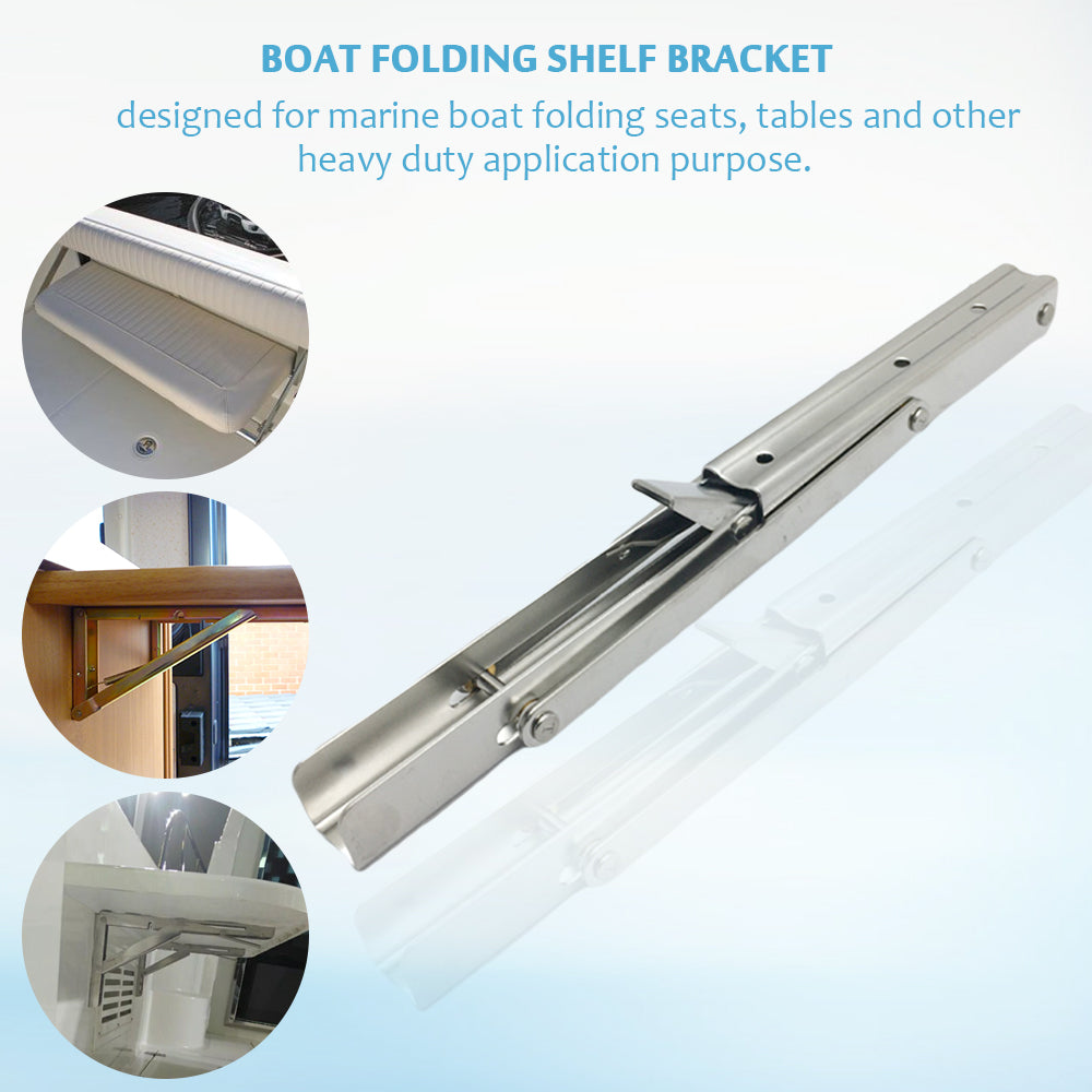 Boat Folding Shelf Bracket Wall Mounted DIY Work Bench Table Triangle Bracket, Max. Bearing 330 lbs, Heavy Duty, 12"L