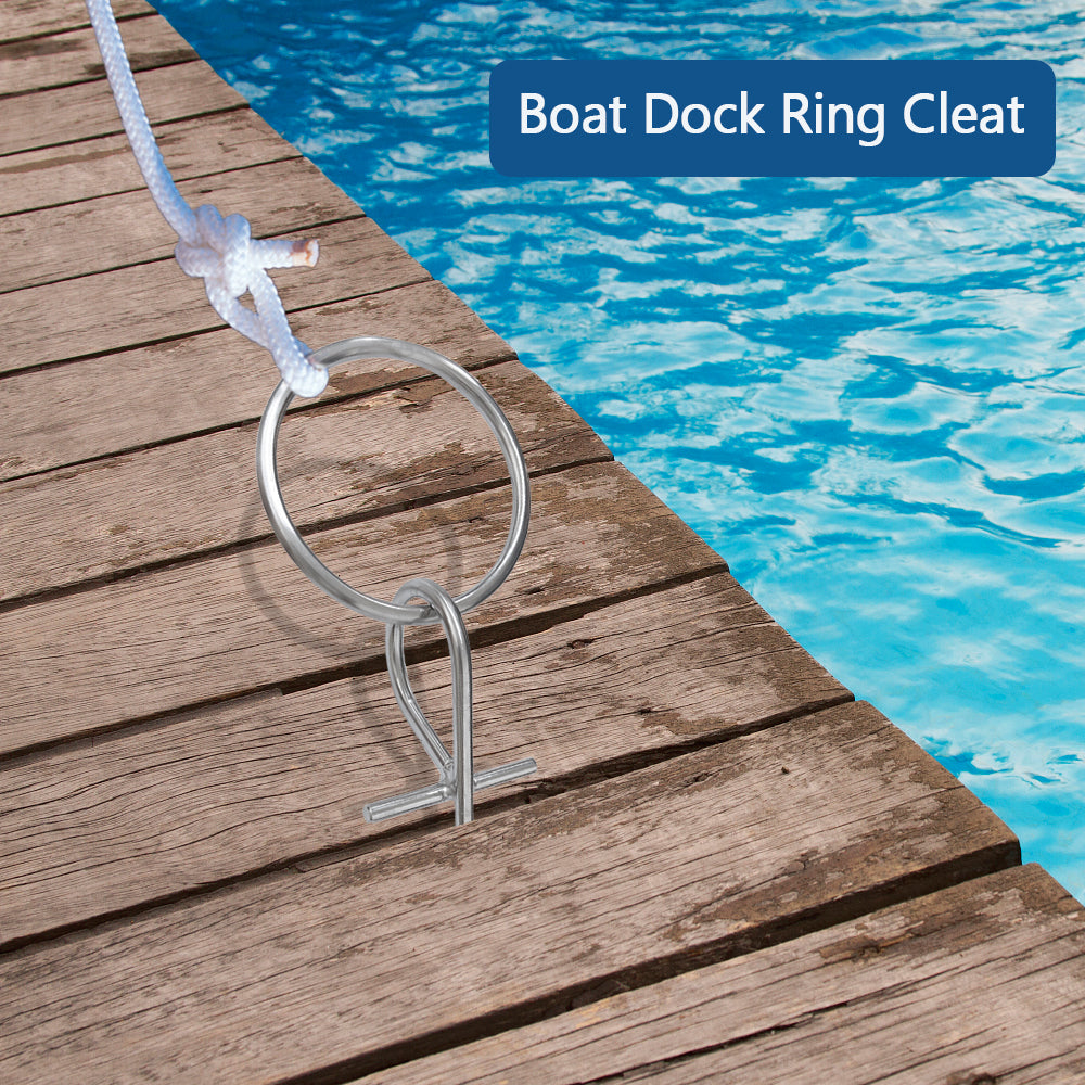 Boat Dock Ring Cleat, Marine Grade Stainless Steel T-bar O-Ring Cleat for Spring Lines, Mooring Line, Fenders, Bumpers, Yacht, Sail