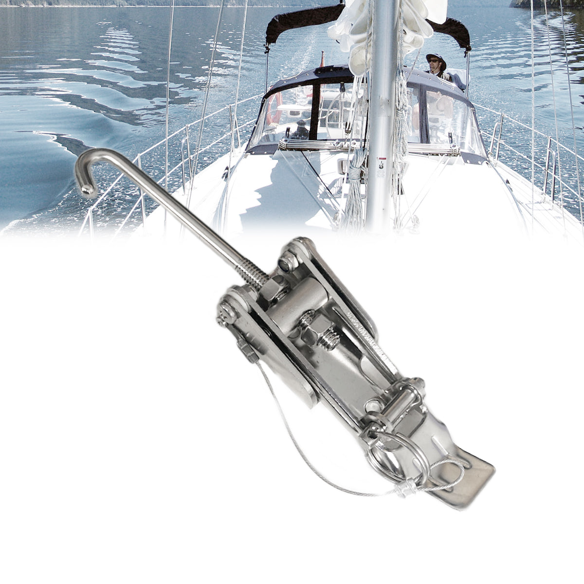 Boat Anchor Chain Tension Retainer for Marine Anchoring Rode, Stainless Steel, 8-1/4"x 1-3/4"