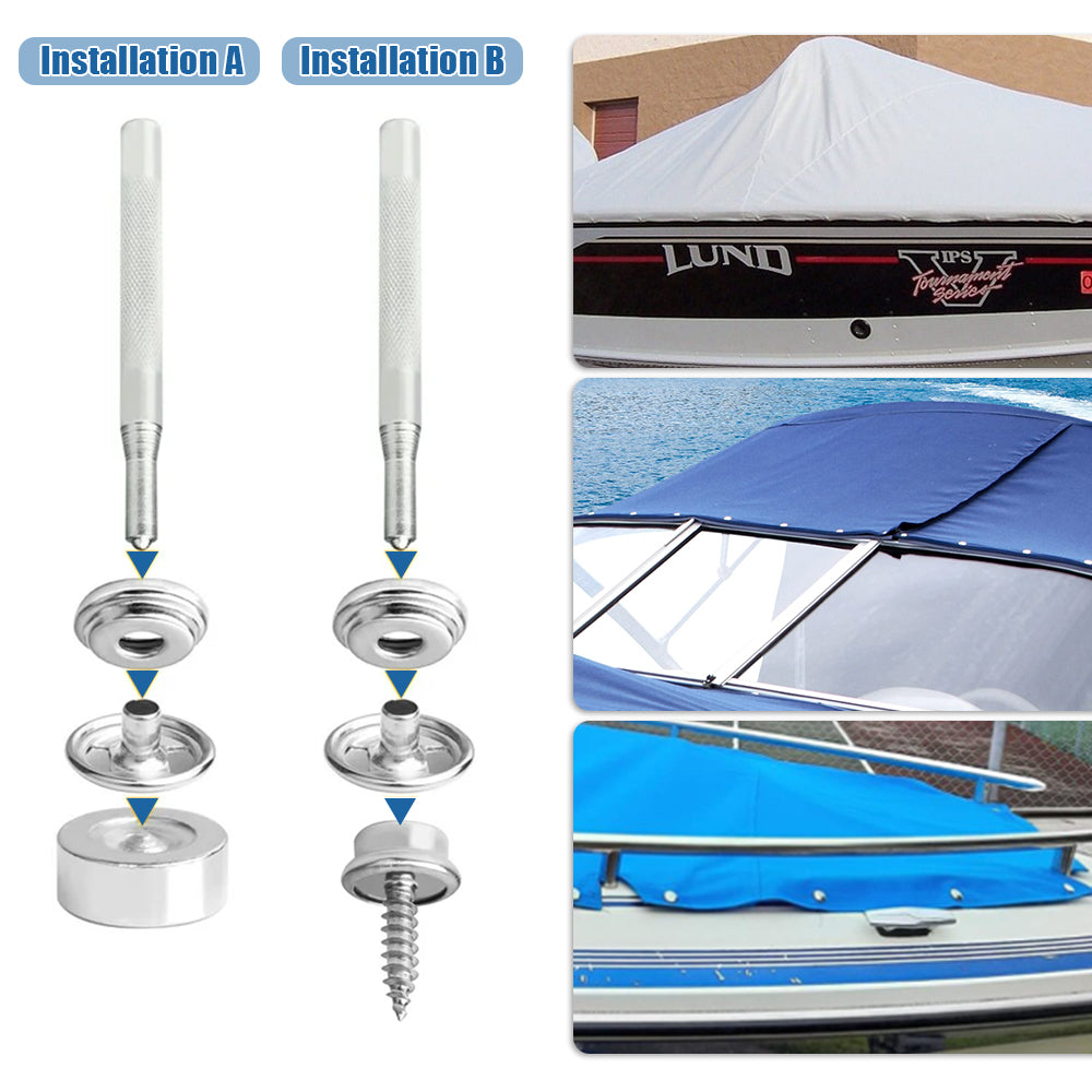 Canvas Snap Kits for Boat Cover, Awnings, Tarpaulins - Marine Grade Fasteners Accessories