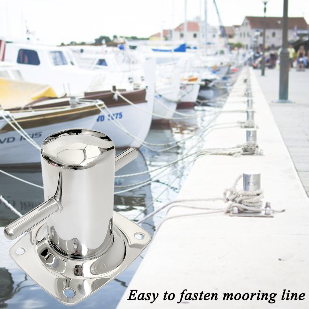 Boat Cross Bollard Cleat with 4-4/5" Base Plate for Marine Yacht, Deck Dock Rope Fasten Cleat