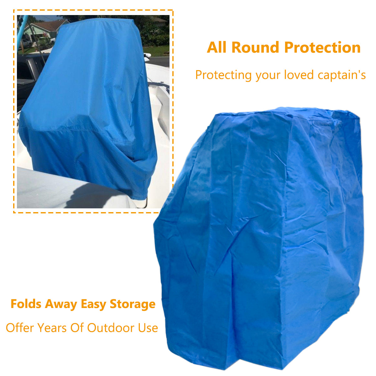 Boat Center Console Cover, 600D Marine Grade Polyester Canvas, Blue