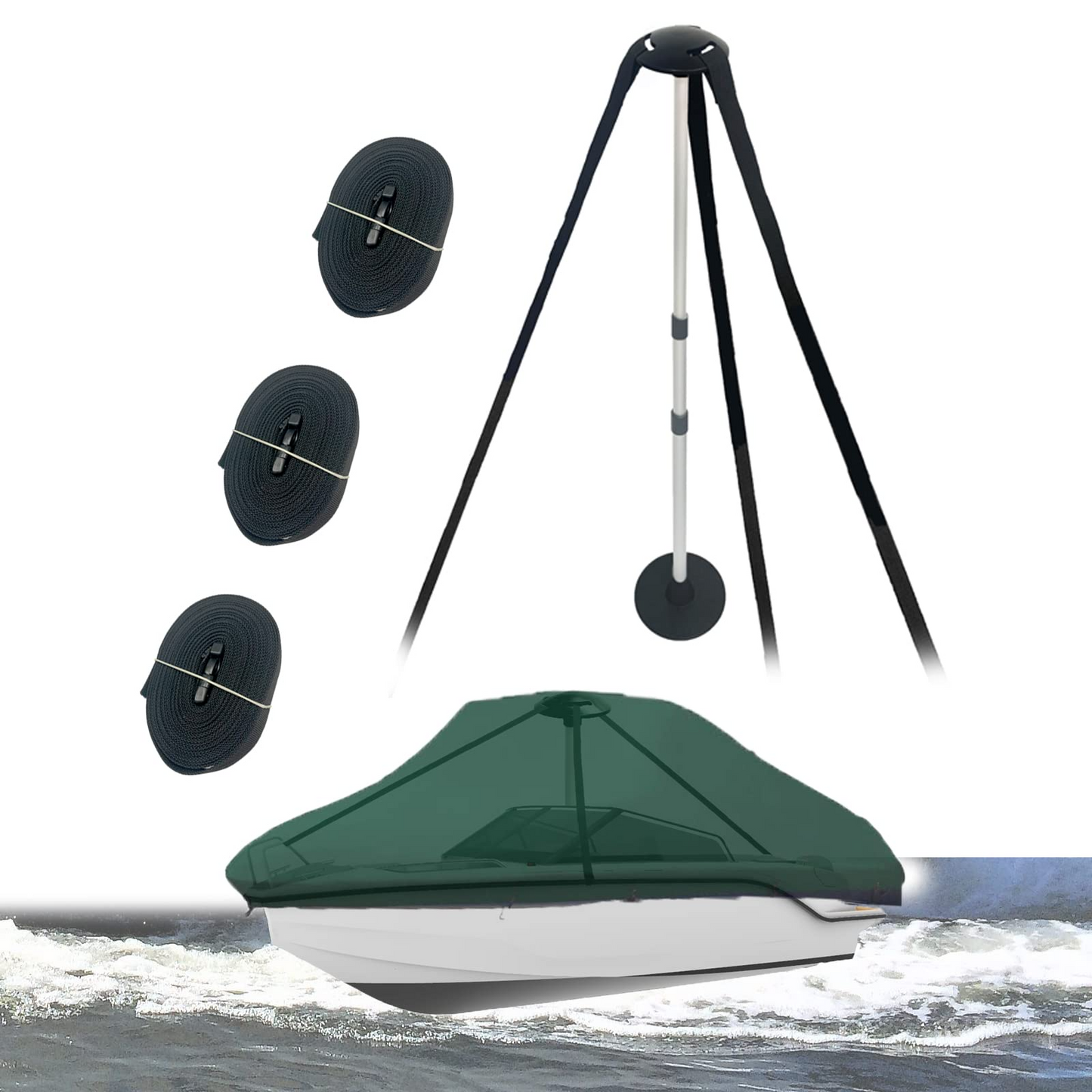 Boat Cover Support Pole Mushroom Cap - 5" Plastic Top with 3 Strap Holes, Boat Accessories