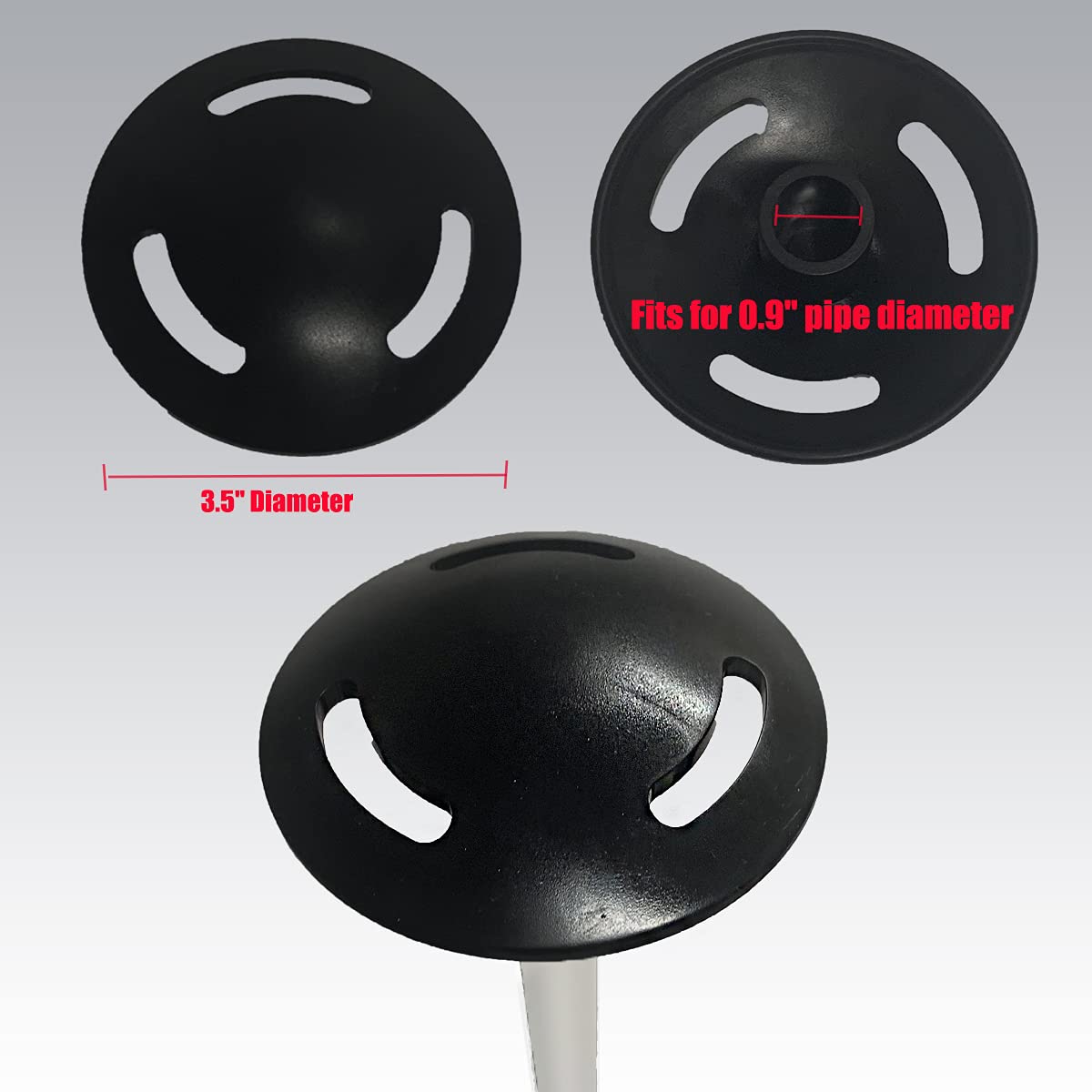 Boat Cover Support Pole Mushroom Cap - 5" Plastic Top with 3 Strap Holes, Boat Accessories