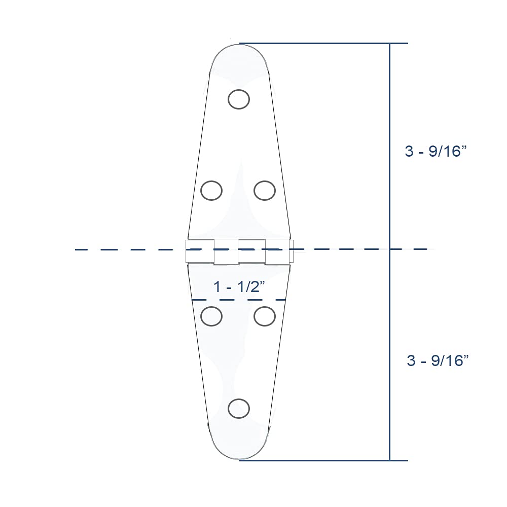 Bootsbandscharniere für Wohnmobil-Dachfenster, Schließfachluke und Tür in Marinequalität, obere Montage 5-5/8" x 1-1/2", 4 Stück 