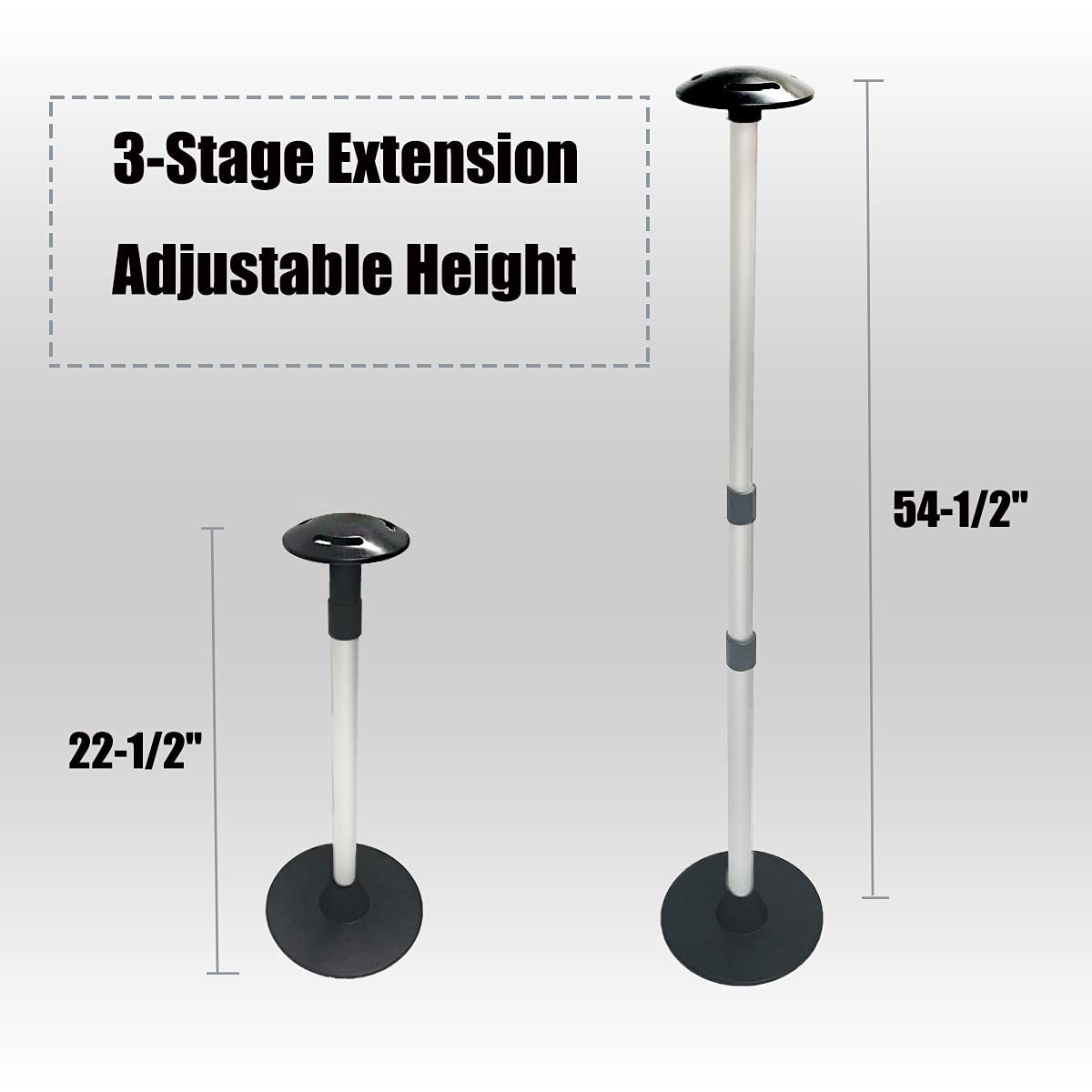 Boat Cover Support Pole, 3-Stage Extension Adjustable Height 22.5"-54", ABS Top with Strap Holes