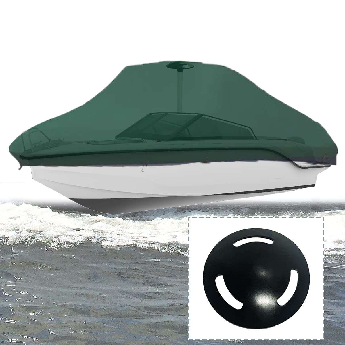 Boat Cover Support Pole Mushroom Cap - 5" Plastic Top with 3 Strap Holes, Boat Accessories